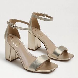 SAM EDELMAN Gold Metallic Block Heel